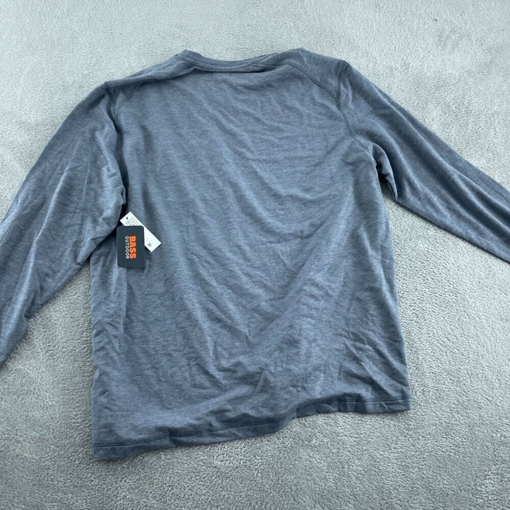 Bass Outdoor Mens Ombre Blue Long Sleeve Utili-Tee With Pocket XXL NWT 6044 - Picture 3 of 10